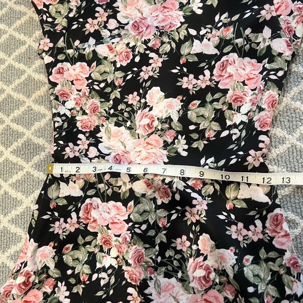 Aqua Black Dress Pink Floral size S fits like XS Flounce Hem Worn Once EEUC - Picture 8 of 11